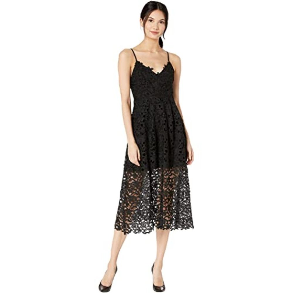 ASTR The Label Lace A-Line Midi Dress Black XS